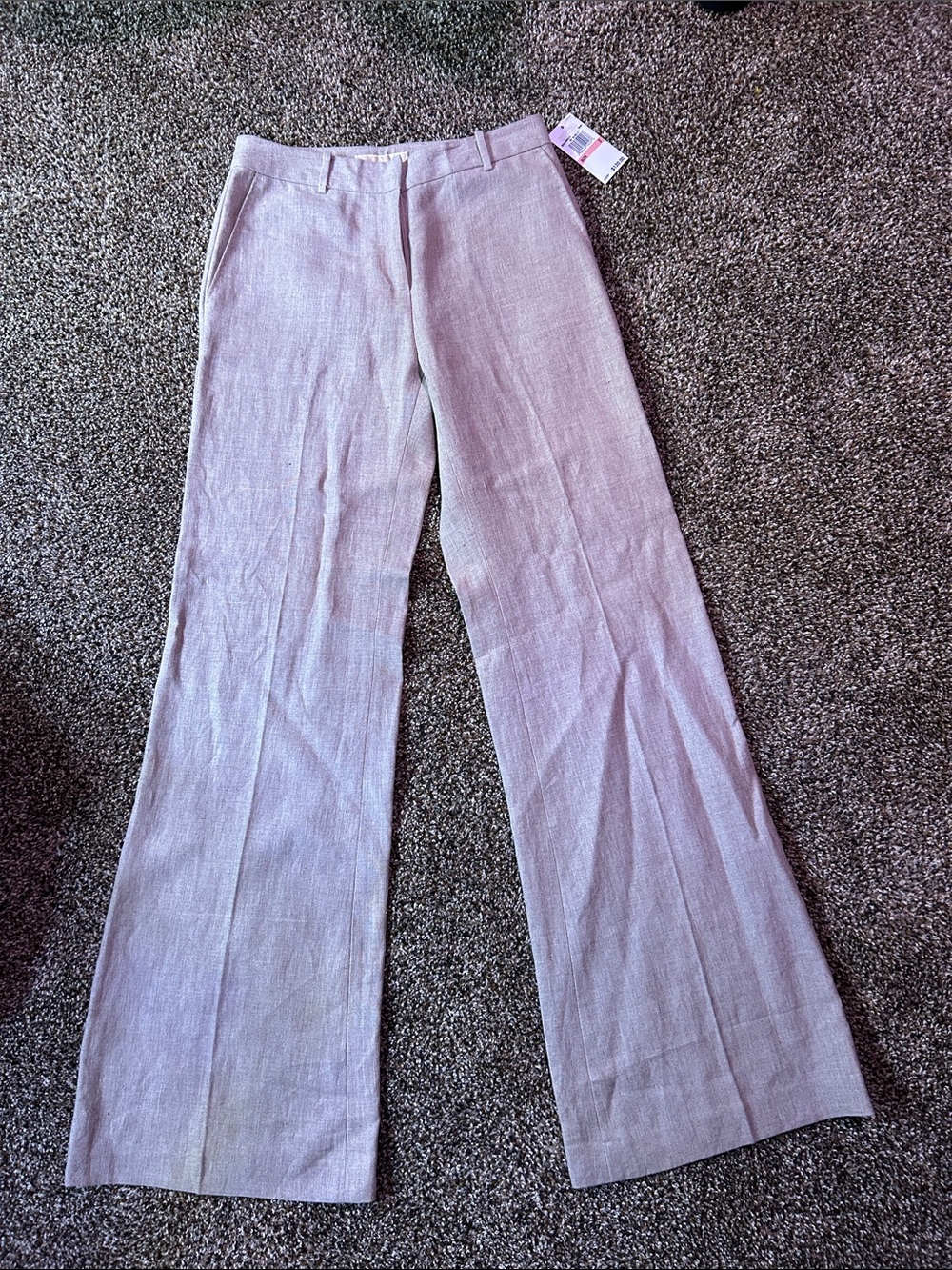 Michael Kors Light Gray hemp Wide-Leg Dress Pants